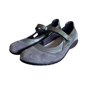 NAOT Kirei Suede Mary Jane Flats Comfort Shoes Gray women's Size 9 EUR 40